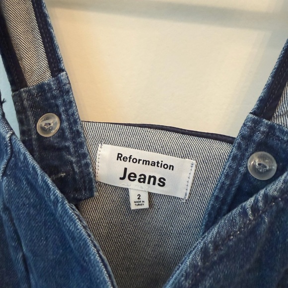 Reformation Fina Denim Lace-Up Top in Dark Blue Denim - Picture 2 of 2